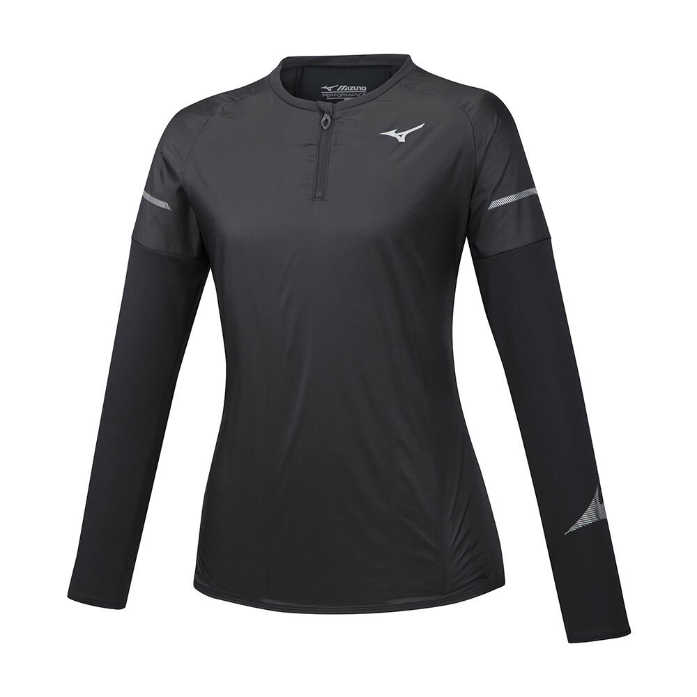 Mizuno Women's Running T-Shirts Black Hineri Hybrid LS Apparel - J2GC972009